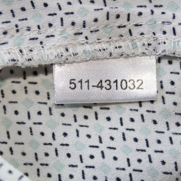 Ann Taylor Factory Women's White With Navy Pattern Tie Neck Long Sleeve Blouse ~ - Picture 8 of 8